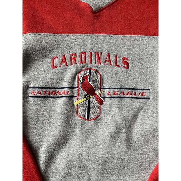Vintage St. Louis Cardinals Embroidered Fleece V-Neck Sweatshirt Size Medium - Picture 2 of 8